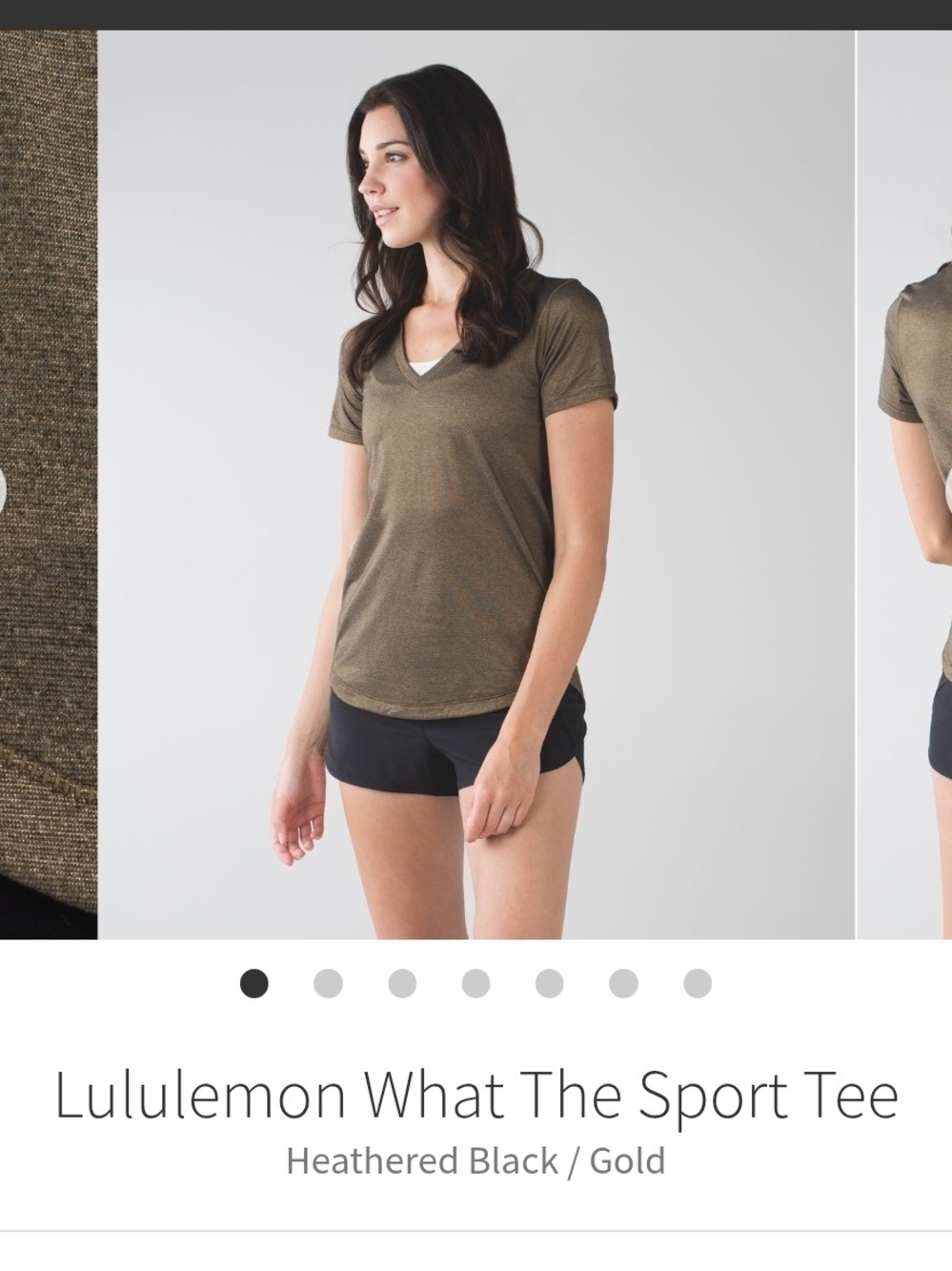 Lululemon What The Sport Tee V-Neck - Heathered Black / Gold Sparkle